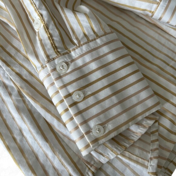 Express Button Down Long Sleeve Gold Striped V-Neck Blouse Women’s Size M - Picture 5 of 9